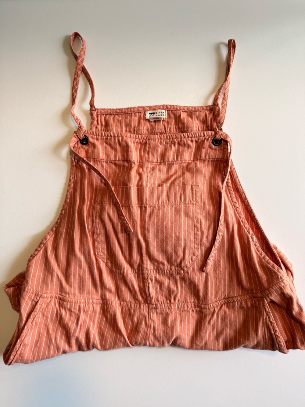 BILLABONG Striped Coral Orange Overalls Romper